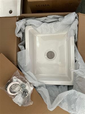 Seima ODESSA 560 Ceramic Sink, 0T NOF Dual mount, 1B White Gloss, RRP $770 Thumbnail