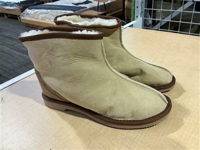Slippers, Leather Upper, Synthetic Sole ,Sand, Size 6 Thumbnail