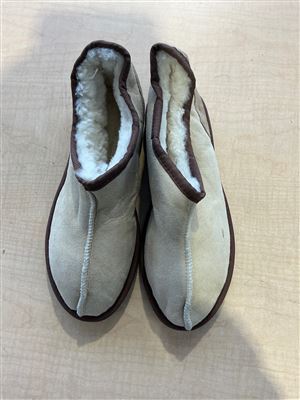 Slippers, Leather Upper, Synthetic Sole ,Sand, Size 8 Thumbnail