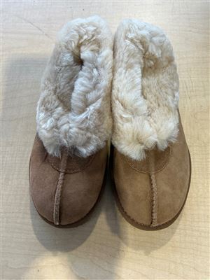 Slippers, Leather Upper, Synthetic Sole ,Chestnut, Size 3 Thumbnail