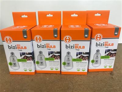 Quantity of 4 Bizi LED Bulbs Smart Blackout Bulb - Can Be Used As A Torch ES27-154mm Cool White Inbuilt Backup Battery 2600 mAh 560 Lumen Light New In Box Thumbnail
