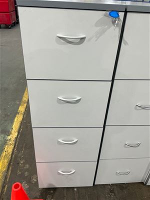 Filing Cabinet - 4 Drawer -Grey Melamine-460 x 560 x 1400 mm H Thumbnail