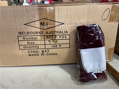 Foot Ball Socks - Carton of 100  Pair - Size Small -9 -2 - Maroon  / White Thumbnail