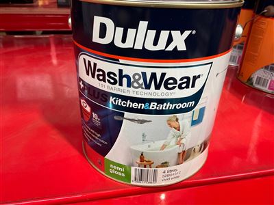 Dulux Wash & Wear -Kitchen / Bathroom - Semi Gloss Vivid  White - 4 Litre Thumbnail