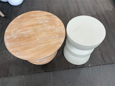 Cream Metal Stool & Timber Look Stool Thumbnail