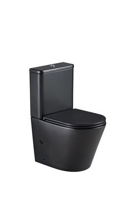 Prodomo Toilet Suite, Matte Black Finish, Modern Rimless Flush Design, Geberit Mechanism Thumbnail
