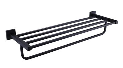 Matte Black Triple Towel Rack Rail Thumbnail