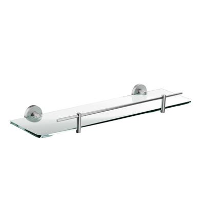 Brushed Nickel Glass Shelf 500mm x 120mm Brass Construction & Stainless Steel Thumbnail