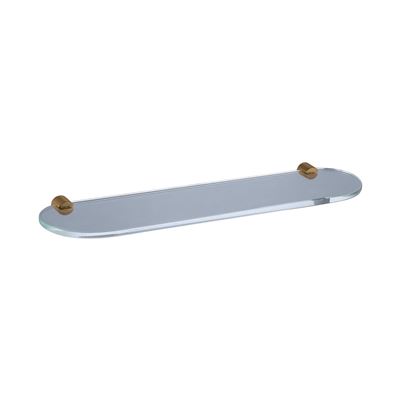 Brushed Rose Gold Glass Shelf Brass Construction 500mm x 120mm Thumbnail