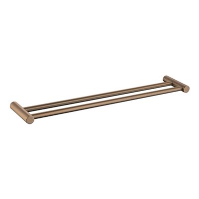 Brushed Rose Gold 60cm Double Towel Rail Brass Construction Thumbnail