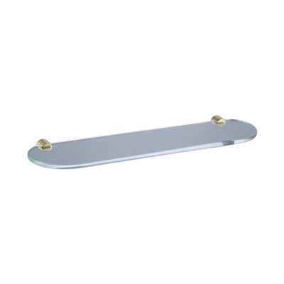 Brushed Gold Glass Shelf 500m x 125mm Brass Construction Thumbnail