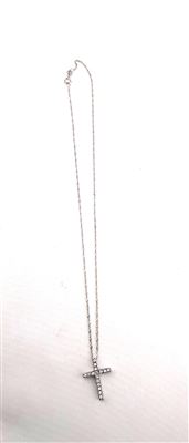 Pendant & Chain 14ct White Gold Cubic Zirconia Cross Thumbnail