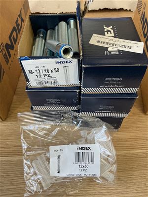 Index Fixing Threaded Anchors- - M 12 x 80 mm -16 mm Dia - of 6 Packs of 12 with 6 Packets of Plastic Sieves Thumbnail