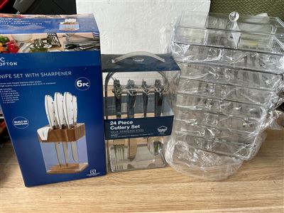 Knife Set with Sharpener, 6 Piece,  24 PCE. Cutlery Set and Plastic Storage Draw Thumbnail