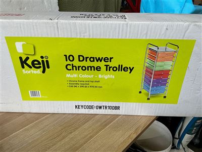 Keji 10 Drawer Chrome Trolley- Assembly Required- 330 x 390 x 970 mm H Thumbnail