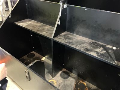 Black Timber Storage Cabinet, Gas-Strut Lift Lids, Approx 1800 x 750 x 1200 Thumbnail