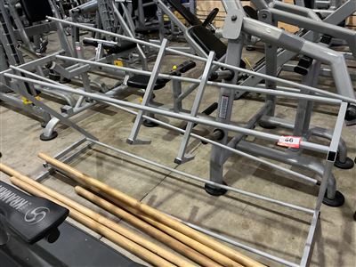 Two-Tier Barbell Storage Rack, Silver Steel, Horizontal Bar Cradles Thumbnail