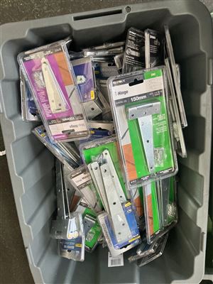 Crate of T Hinges and Strap Hinges Asstd Sizes Zinc & Galv. Thumbnail