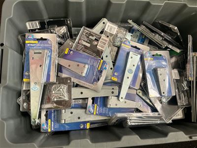 Crate of T Hinges and Strap Hinges Asstd Sizes Zinc & Galv. Approx  Quantity of 81 Thumbnail