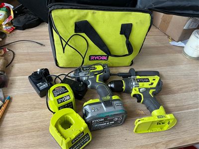 Ryobi Cordless 18 V Tek Driver Gun , Drill , 1 Battery 2 Battery Chargers & Bag Thumbnail