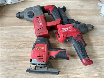 Milwaukee Cordless Hammer  Drills x   2 and 12 Volt Jigsaw - No Batteries Thumbnail
