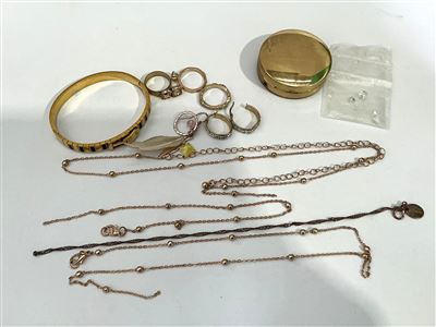 Costume Jewellery - Bangle, Compass, Rings, Earrings, Coloured Stones & Necklace (All Broken) Thumbnail