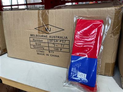 Foot Ball Socks - Carton of 100 Pair - Size 7 - 11 - Red/ Blue Thumbnail