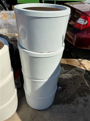 Pot Planters -Quantity of 4 -  Round  Light Grey  Fibreglass  400 x 300 mm H Thumbnail