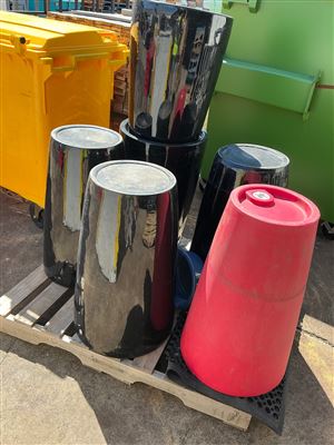 Quantity of 6 Tall  Fibreglass Plant Pots  450   x 720 mm H - Have Scratches Thumbnail