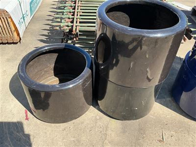 Pot Planters -Quantity of 3 -  Round Black Fibreglass  400 x 300 mm H Thumbnail