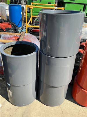 Pot Planters -Quantity of 5 -Round Grey  Fibreglass  450 x400 mm H Thumbnail