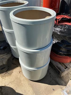 Pot Planters -Quantity of 3 - Round  Light Grey  Fibreglass  400 x 300 mm H Thumbnail