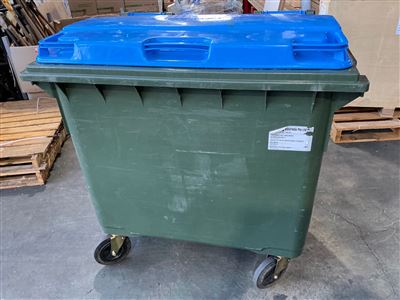 Mastec Mobile Lidded Bin - 600 Litre -Bin Size 1200 x600 x 900 mm H (Blue Lid ) Thumbnail