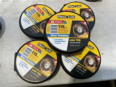 Flexovit 125 mm Cutoff Wheels - Suit Stainless Steel -Quantity of 5 Packs of 25 Thumbnail
