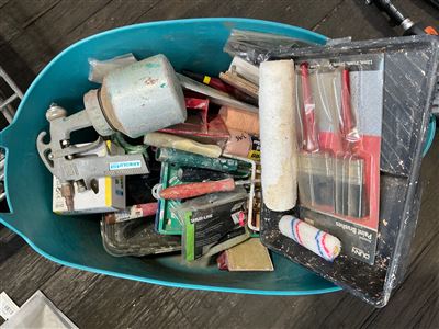 Quantity of Paint. Brushes., Rollers and Spray Gun. Thumbnail