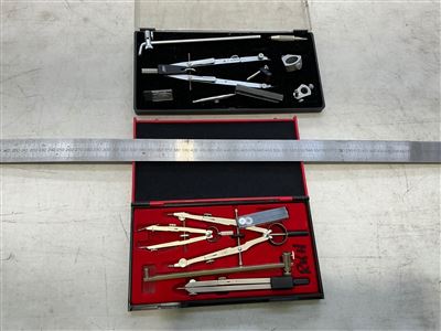 Quantity of 2 Drawing Sets and 1 Metre Steel Ruler Thumbnail