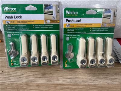 Whitco Window Push Locks -Quantity 2 Sets of 4 - Primrose / Cream Thumbnail