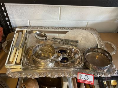 Assorted EPNS Salver, Salt And Pepper Etc Thumbnail