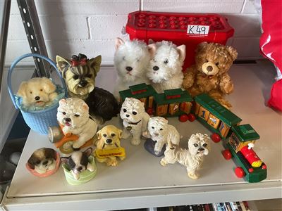 Dog Ornaments, Material, Porcelain, Wooden Train Set And Storage Box Thumbnail