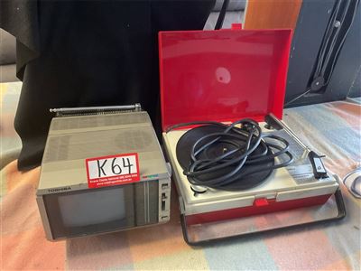 Toshiba Colour TV Model C531 And HMV Mercury Portable Record Player, Plays Stereo Records, Not Tested "Sold As Is" Thumbnail