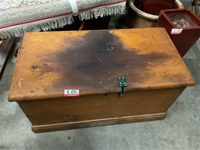 Vintage Blanket Box/Chest 96 Cm X 48 Cm Deep X 48 Cm High, 2 Brown Toned Pure New Wool Blankets Plus A Vintage Chair Thumbnail