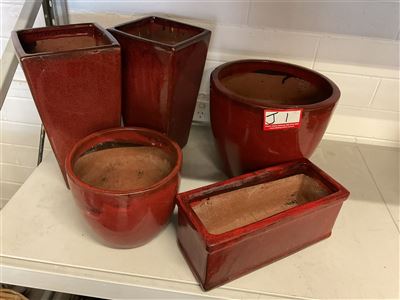5 Garden Pots, Tallest 35 Cm Thumbnail