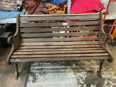 Wrought Iron And Timber Garden Bench, 127 Cm Long X 53 Cm Deep X 77 Cm High Thumbnail