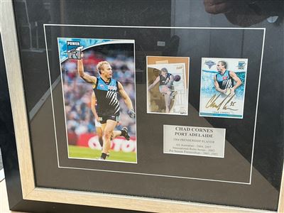 Framed Chad Cornes Port Adelaide Display with Card Bearing Signature and Plaque Thumbnail