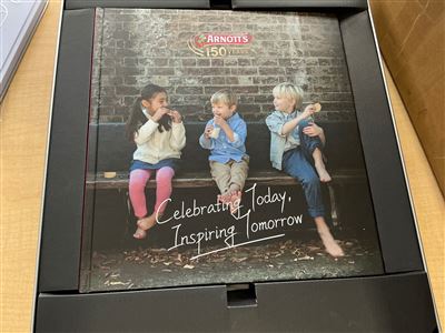 Arnott's 150 Years Commemorative Book and Embossed Tin Thumbnail