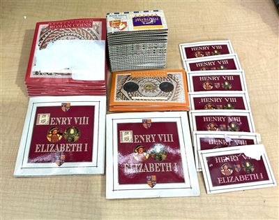 Reproduction Coin Sets Incl. Roman, Medieval and Henry VIII & Elizabeth I - (Some Water Damaged Unable to Open) Thumbnail
