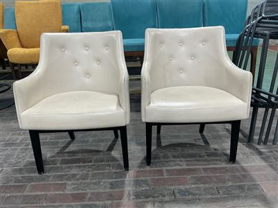 Arm Chairs, Dezign, Cream Covering, Wooden Legs, Quantity of 2 Thumbnail