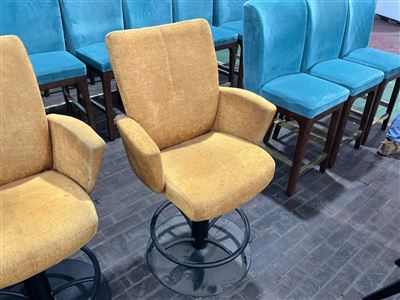 Bar Stools with Arms, Swivel, Gold Fabric Quantity of 5 Thumbnail