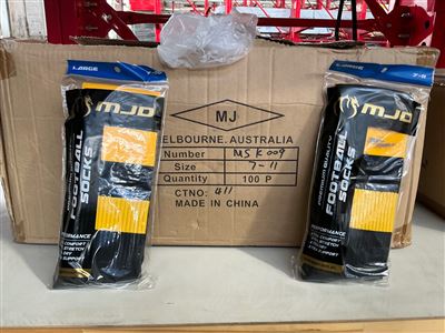 Foot Ball Socks - Carton of 100 Pair - Size 7 - 11 - Black / Yellow Thumbnail