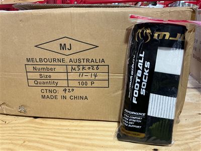 Foot Ball Socks - Carton of 100 Pair - Size 11 -14  Black & White Thumbnail